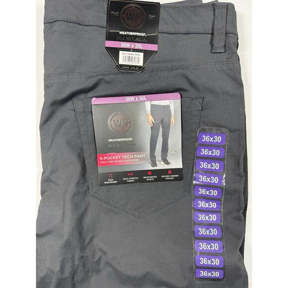 Weatherproof 5-Pocket Tech Pants Forged Iron 36x30 Flex Waistband New - Picture 2 of 5